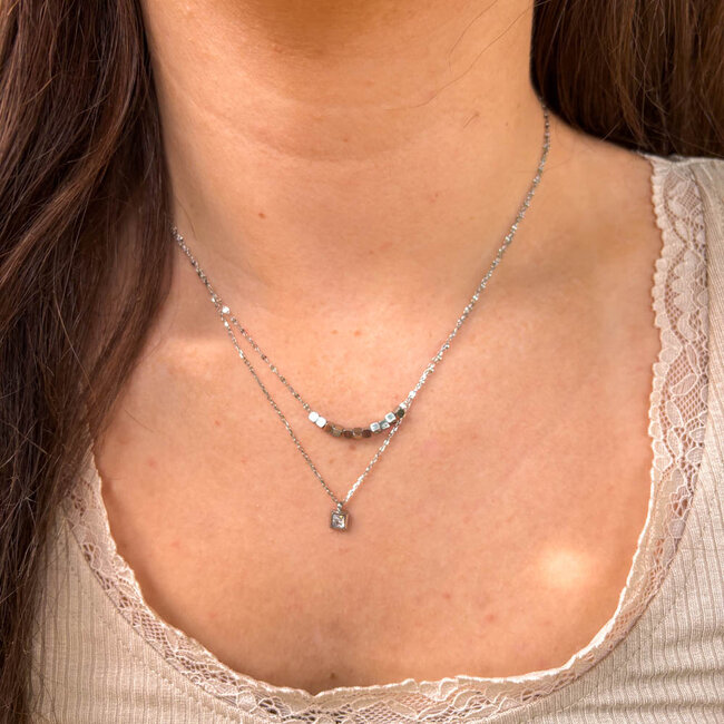 ZAG  Bijoux Blokjes ketting dubbel