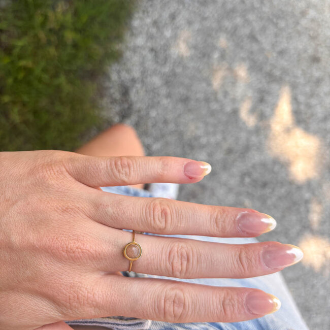 ZAG  Bijoux Natuursteen stainless steel ring met nude steen