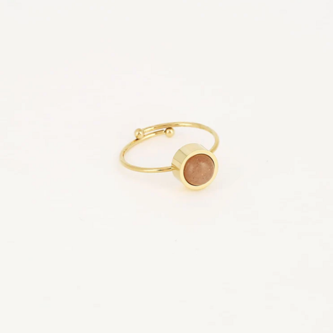 ZAG  Bijoux Natuursteen stainless steel ring met nude steen