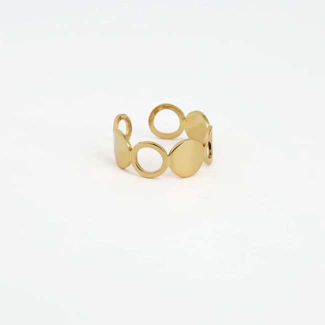 ZAG  Bijoux Gouden stainless steel tijdloze ring met cirkels