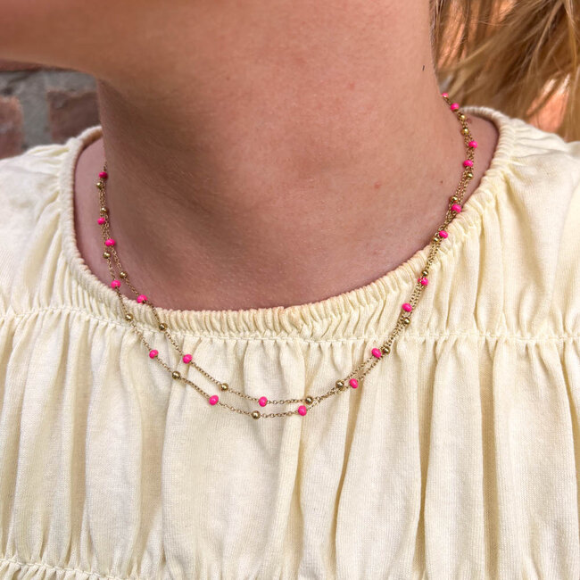 ZAG  Bijoux Pink paradise ketting met bolletjes