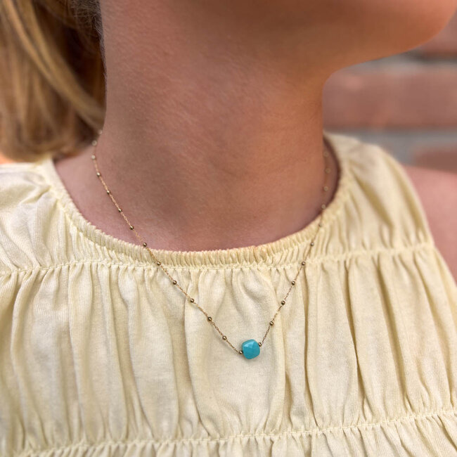 ZAG  Bijoux Goud ketting met  turquoise steen