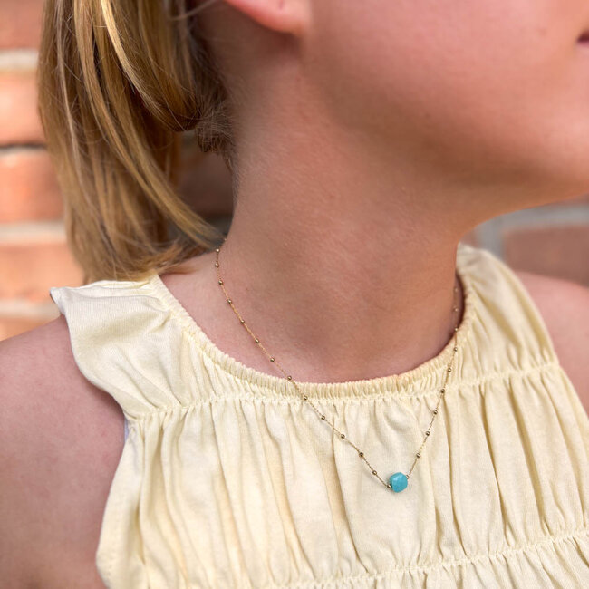 ZAG  Bijoux Goud ketting met  turquoise steen