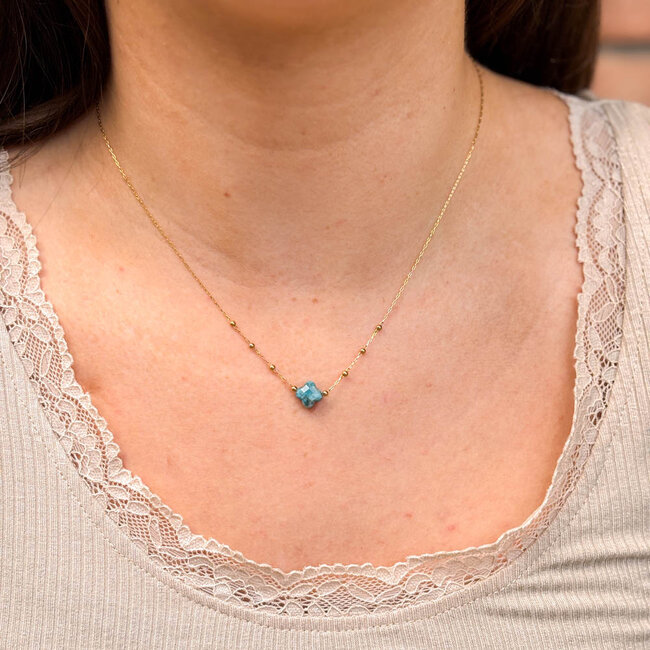 ZAG  Bijoux Groen turquoise klaver ketting