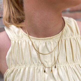 ZAG  Bijoux Dubbele ketting met platte schakel en druppel