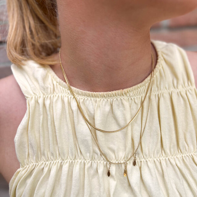 ZAG  Bijoux Dubbele ketting met platte schakel en druppel