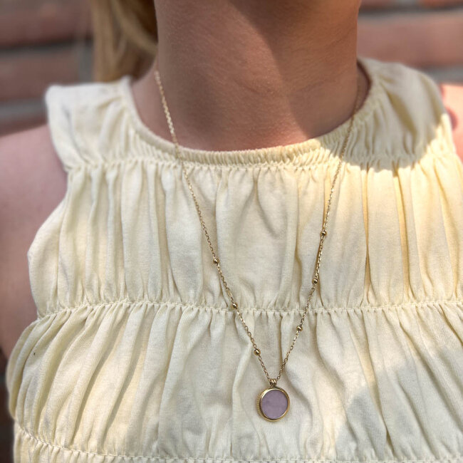 ZAG  Bijoux Rozenkwarts lotus munt ketting