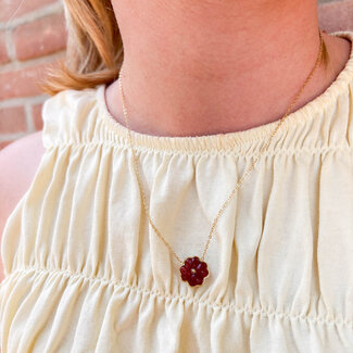 ZAG  Bijoux Warm rood oranje bloem ketting