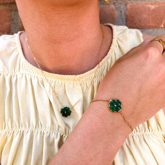 ZAG  Bijoux Groene bloem armband