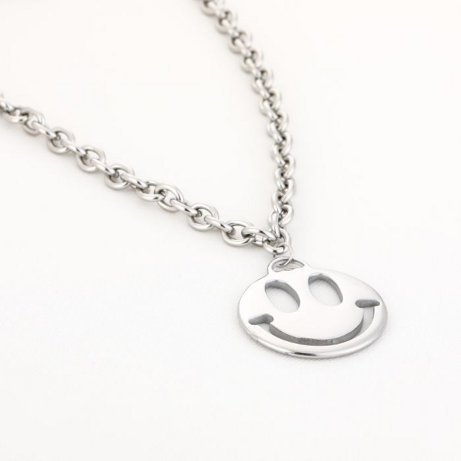 Beadle Smiley of platte schakelketting zilver