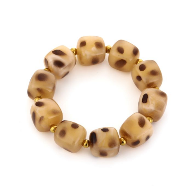 Beadle Ketting in warme beige bruin tinten met subtiele tijgerprint