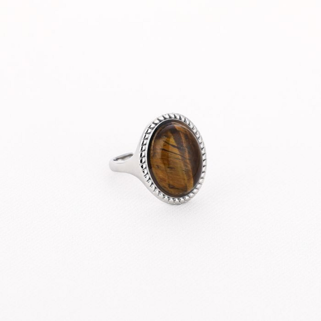 Beadle Tijgeroog ovaal steen ring