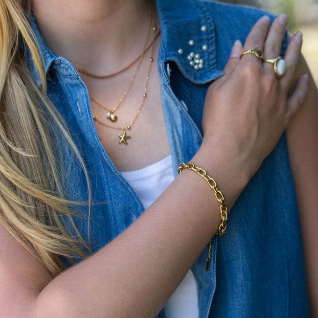 Beadle Goudkleurige tijdloze mooie schakelarmband