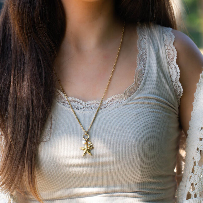 Ikita  Gouden beachy ketting met zeester