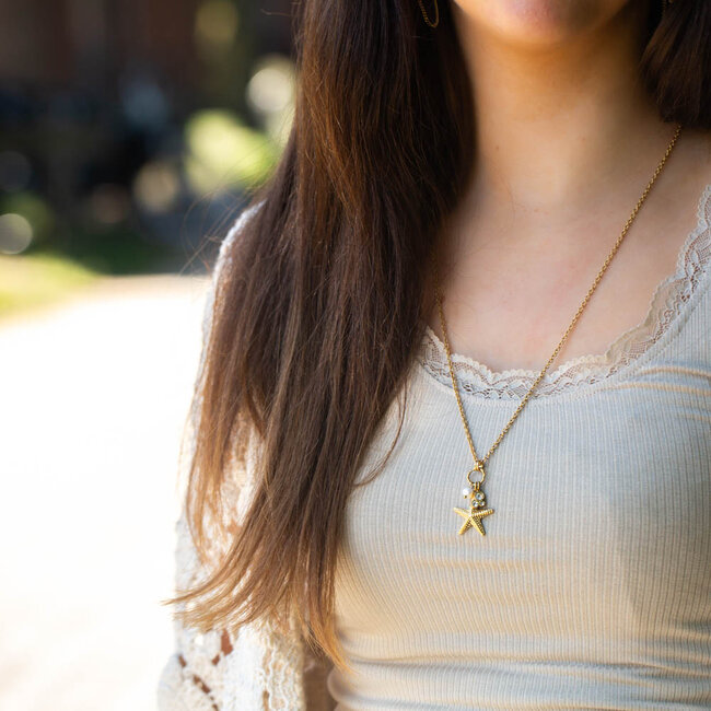 Ikita  Gouden beachy ketting met zeester
