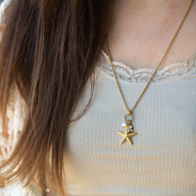 Ikita  Gouden beachy ketting met zeester