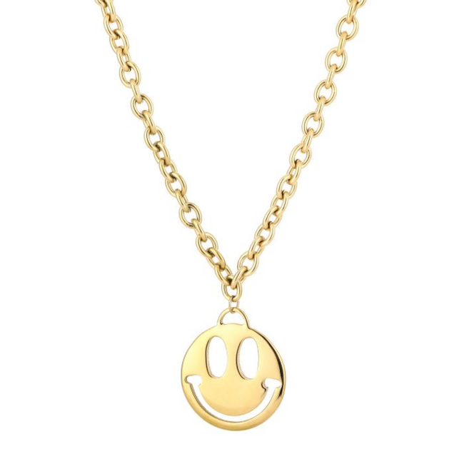 Beadle Smiley of platte schakelketting goud
