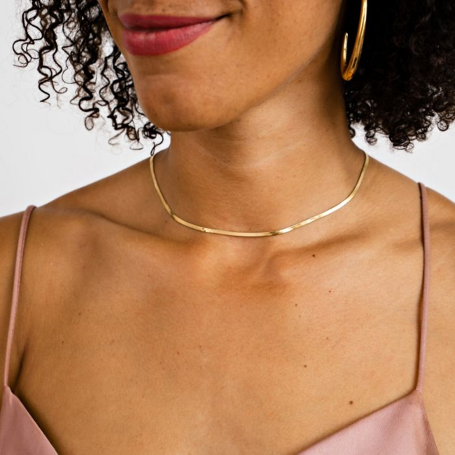 Beadle Smiley of platte schakelketting goud