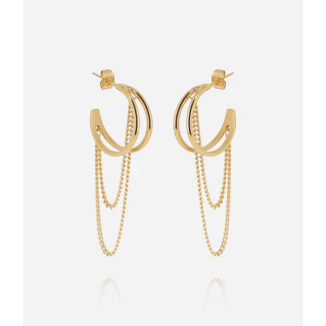 ZAG  Bijoux Oorbellen met goudkleurige creolen en fijne kettinkjes