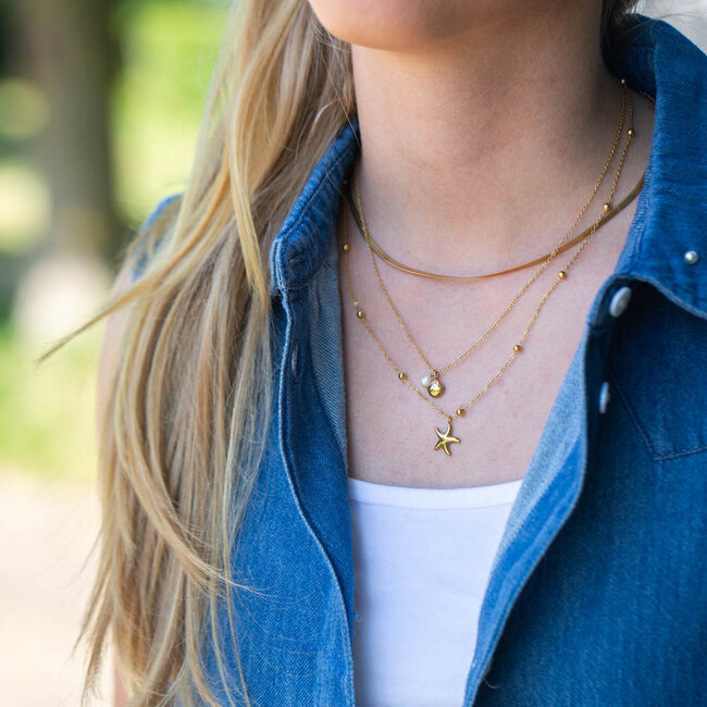 Beadle Dubbele ketting met schelp bedels en zeester