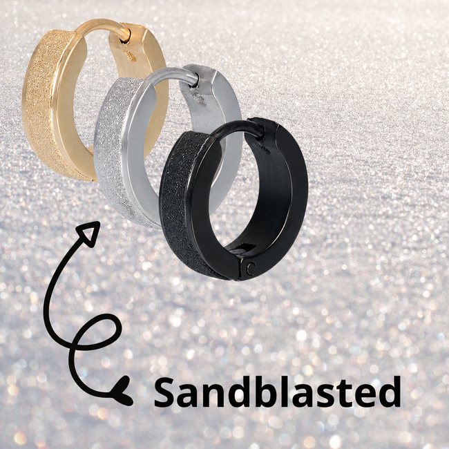 IXXXI Oorbellen sandblasted in goud, zilver, zwart of rosegoud