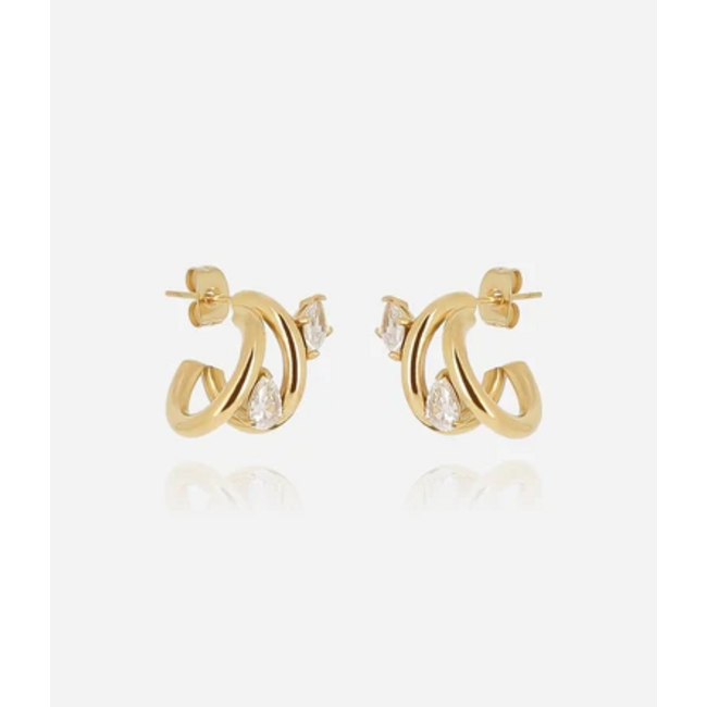 ZAG  Bijoux Goud bijzondere tijdloze luxe oorbellen met subtiele glitter