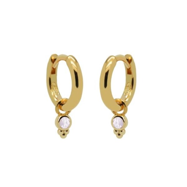 KARMA Luxe goldplated Karma oorbellen met roze en opaalwitte steentjes
