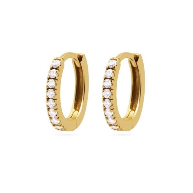 KARMA Luxe goldplated Karma oorbellen met roze en opaalwitte steentjes