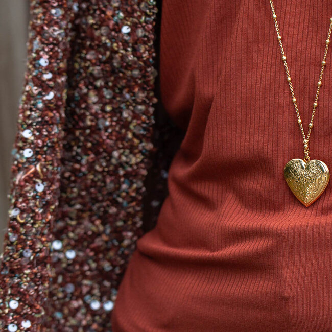 Biba Gouden ketting met medaillon in de vorm van een hart
