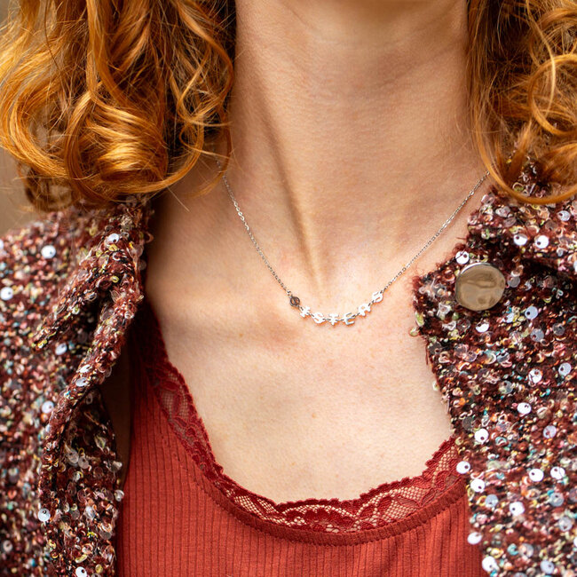 Zilver ketting met tekst sisters