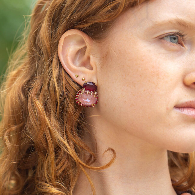 Biba Roze rode oorbellen