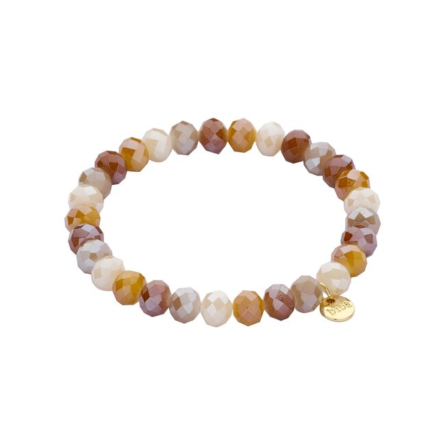 Biba Armband met oker beige en bruine kralen