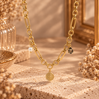 IXXXI Goud ketting parel en druppel