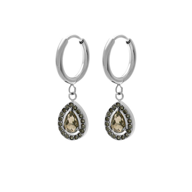IXXXI iXXXi Hoops oorringen Auren druppel en zwarte glitter steentjes