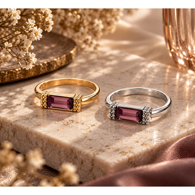 IXXXI Ixxxi Fame Alora  ring met crystal strass burgundy steentjes