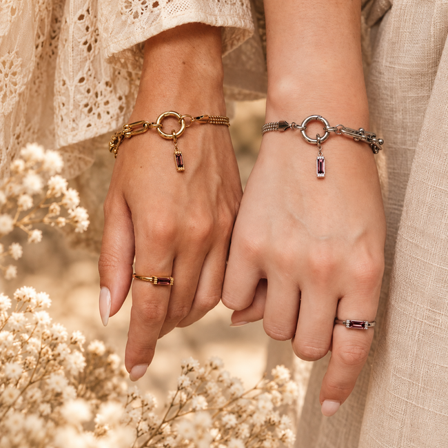 iXXXi complete connect armband goud of zilver met burgundy hanger