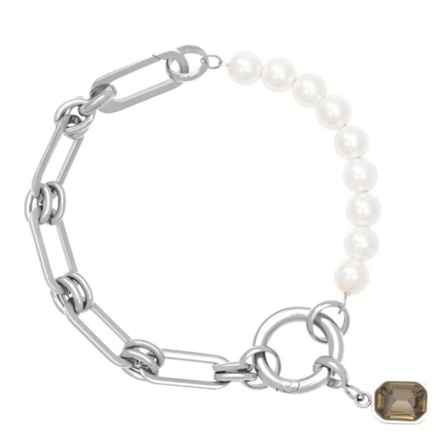 iXXXi complete connect armband zilver met parels en crystal bedel