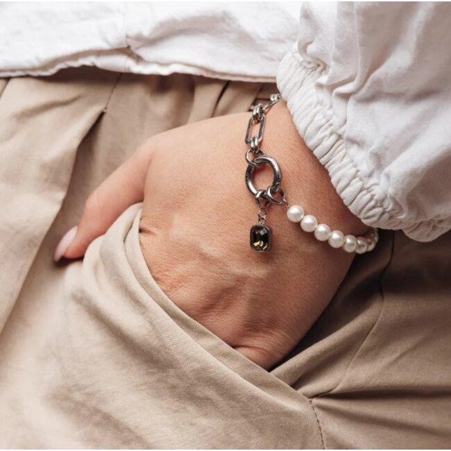 iXXXi complete connect armband zilver met parels en crystal bedel