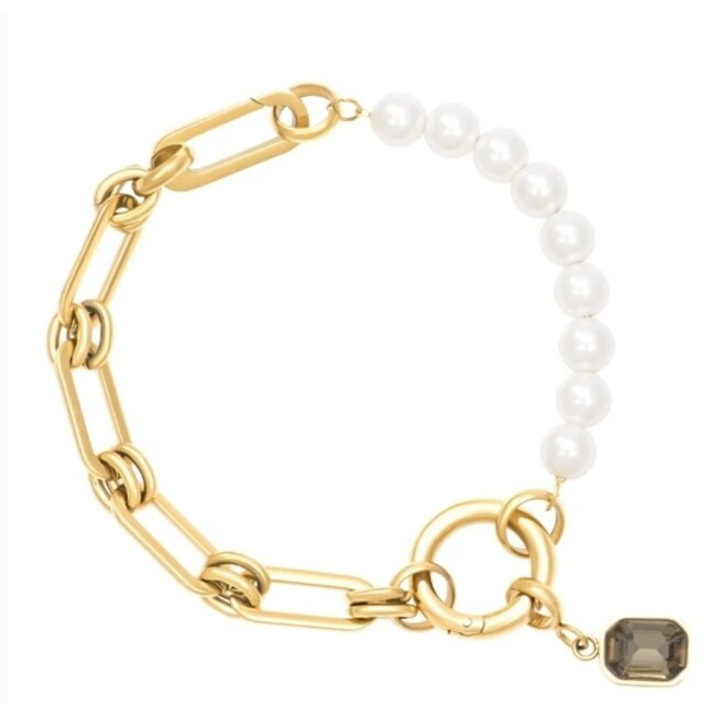 iXXXi complete connect armband goud met parels en crystal bedel