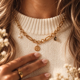 IXXXI Goud ketting parel en druppel