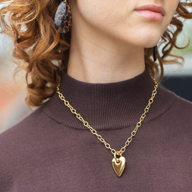 Schakelketting met hart van stainless steel
