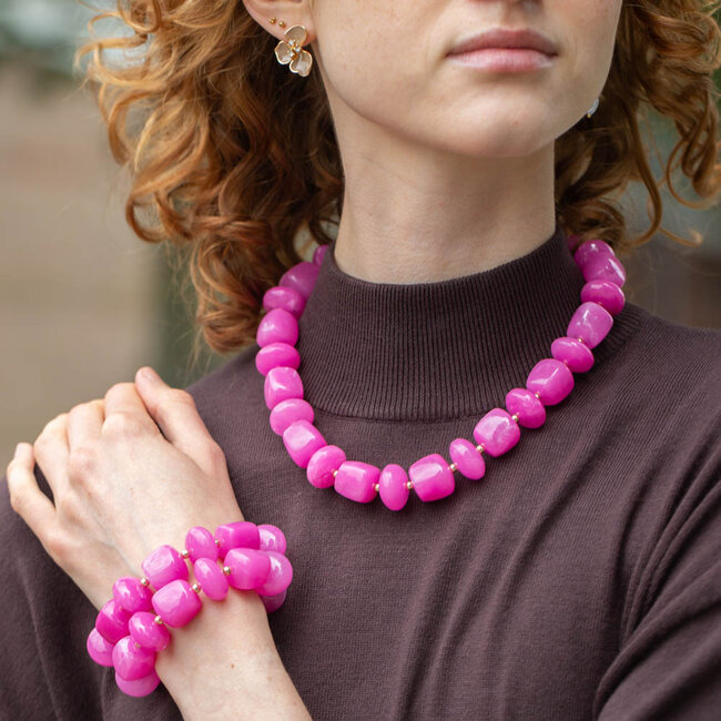 Biba Ketting of armband in knalroze