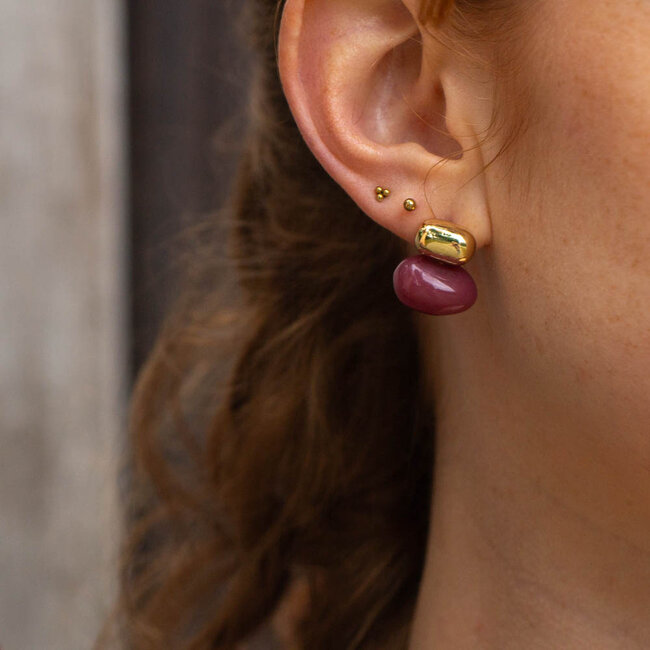 Biba prachtige bordeaux berry tint chique  oorbellen