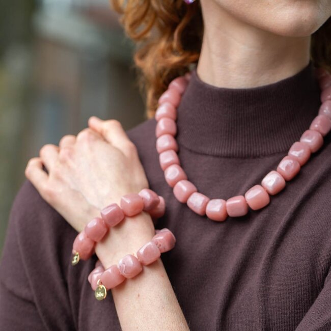 Biba Oudroze kralen ketting of arm,band