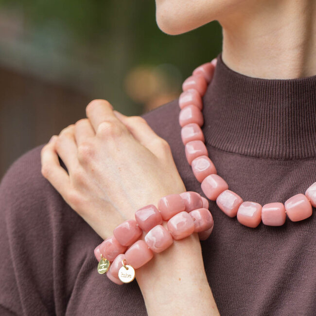 Biba Ketting of armband met oudroze grote kralen