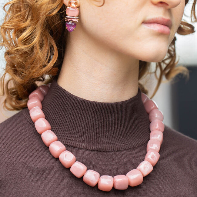 Biba Ketting of armband met oudroze grote kralen