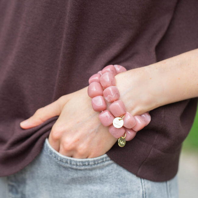 Biba Ketting of armband met oudroze grote kralen