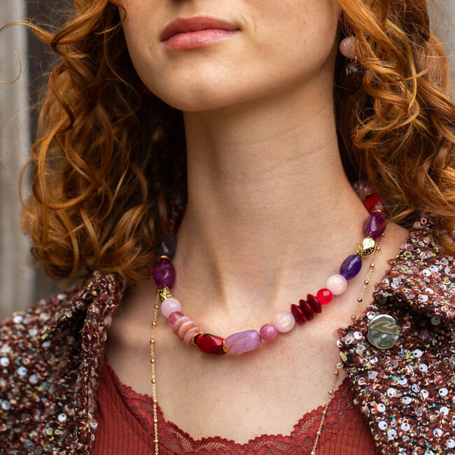 Biba Lila paars roze ketting