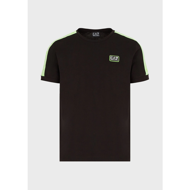 Zwart EA7 t-shirt met groene logoband