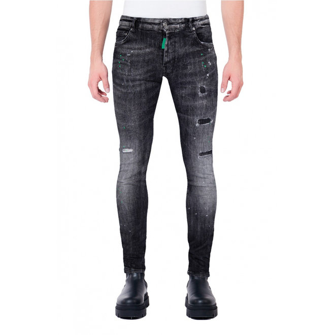 My Brand | Distressed Jeans |  Neon green black